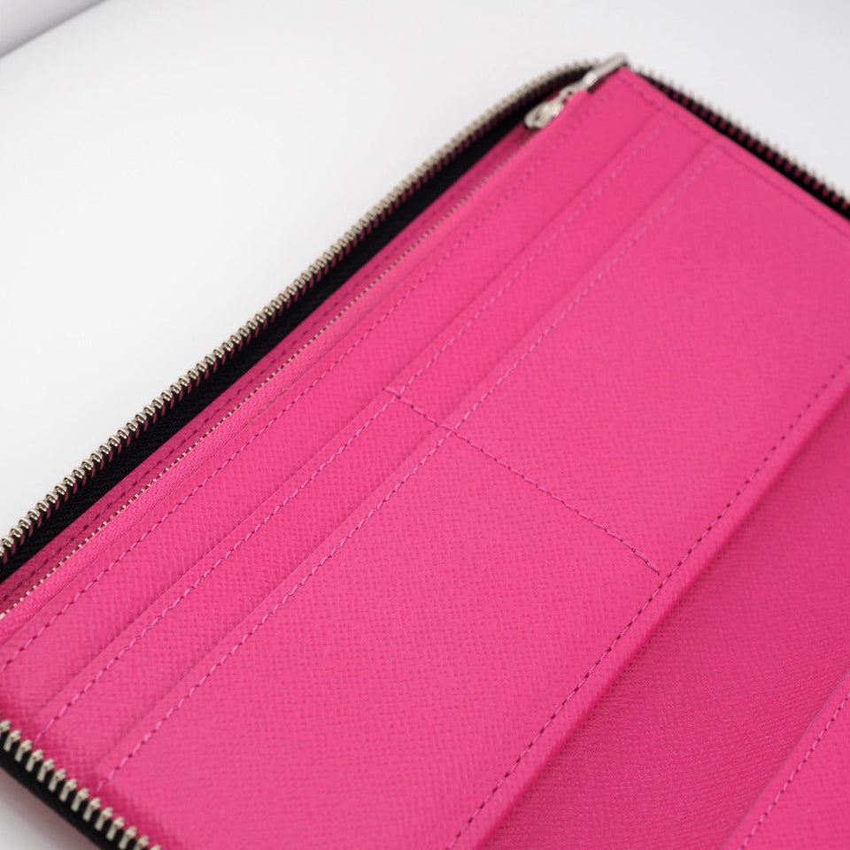 Louis Vuitton Zippy Wallet Vertical Coated Canvas Round Zipper Fuchsia Pink
