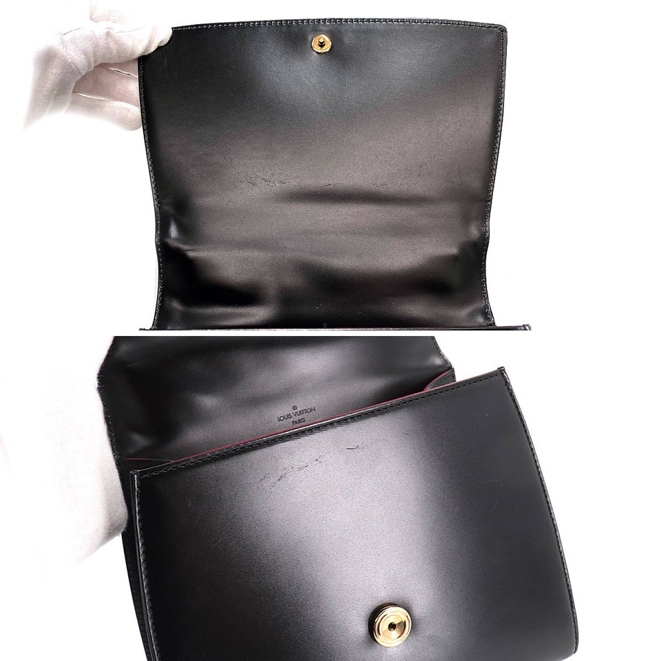 Louis Vuitton Opera Athens Hand Bag Leather Noir Black Gold Metal Fittings