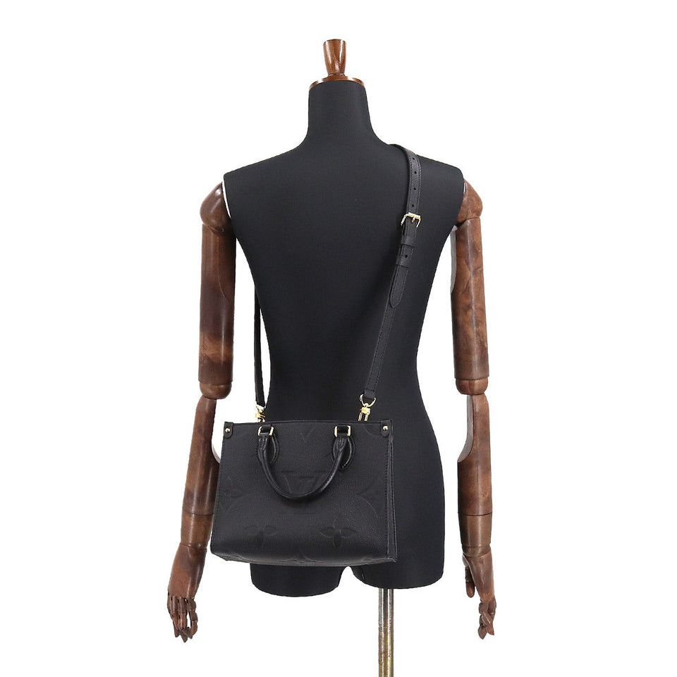 Louis Vuitton Monogram Emplant Onthego PM 2way Tote Shoulder Bag Noir