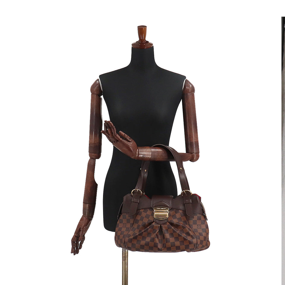 Louis Vuitton Damier Sistina PM Shoulder Bag Ebene Gold Metal Fittings
