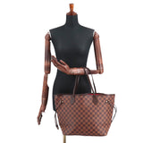 Louis Vuitton Damier Neverfull MM Tote Bag Ebene Brown Gold Metal Fittings
