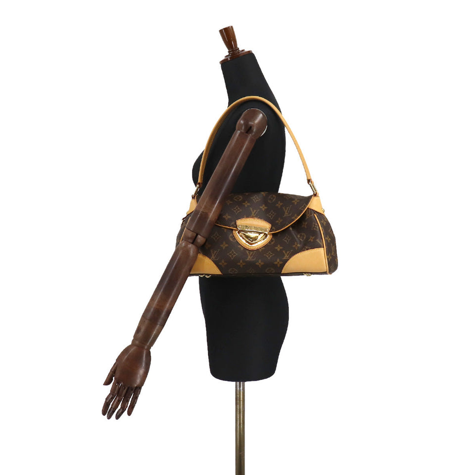 Louis Vuitton Monogram Beverly MM Shoulder Bag Brown Gold Hardware