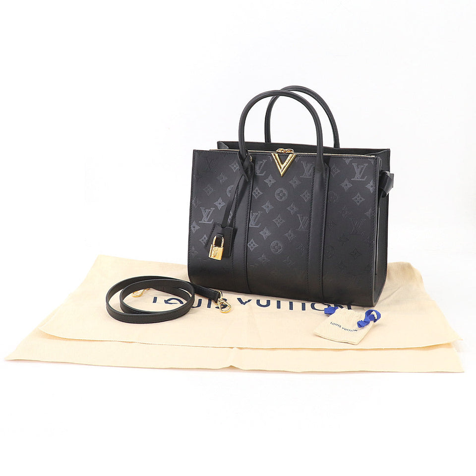 Louis Vuitton Very Tote MM 2 Way Hand Shoulder Bag Leather Noir
