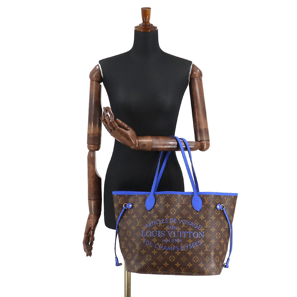 Louis Vuitton Monogram Ikat Flower Neverfull MM Tote Bag Grand Blue