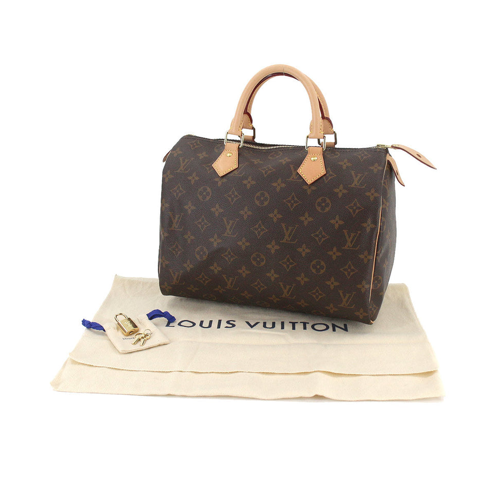 Louis Vuitton Monogram Speedy 30 Hand Bag Brown RFID Gold Hardware