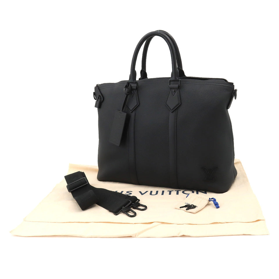 Louis Vuitton Aerogram Lockit Tote Shoulder Bag Leather Black