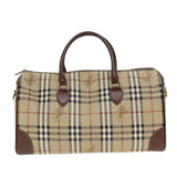 Luxury BurberrySs Nova Check Boston Bag PVC Leather 2way Beige Auth 80146