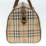 Luxury BurberrySs Nova Check Boston Bag PVC Leather 2way Beige Auth 80146
