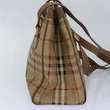 Luxury BurberrySs Nova Check Shoulder Bag PVC Leather Beige Auth 80163