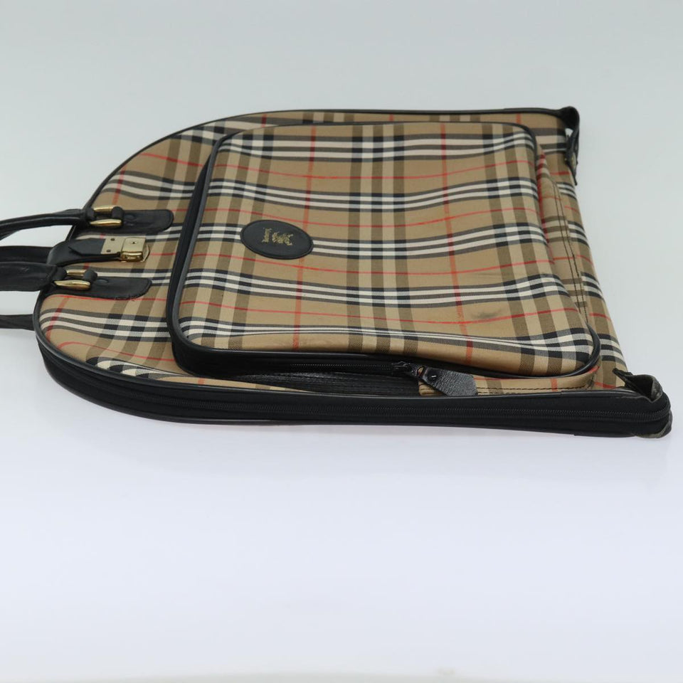 Luxury BurberrySs Nova Check Garment Cover Canvas Beige Black Auth 80164