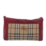 Luxury Burberry Nova Check Shoulder Bag PVC Leather Beige Red Auth 80259