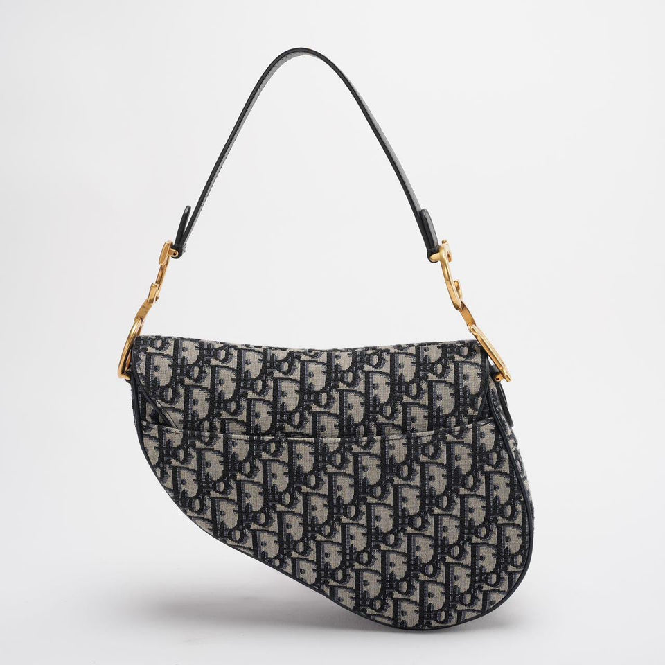 Dior Saddle Bag Medium Shoulder Bag Blue Oblique Jacquard With Shoulder Strap From 2019