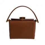 Gucci Handbag leather Brown Turn lock Bamboo Women