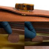 Gucci Handbag leather Brown Turn lock Bamboo Women