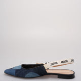 Christian Dior J'ADior Denim Patchwork Slingback Flats size 38