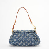 Louis Vuitton Vintage Shoulder Handbag Monogram Denim Mini Pretty Canvas Leather Blue