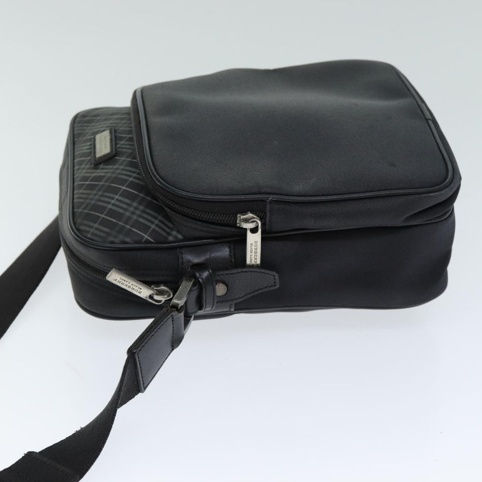 Luxury Burberry Nova Check Shoulder Bag Nylon Canvas Black Auth 81016