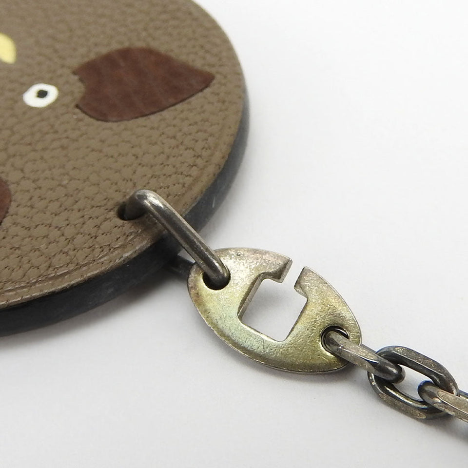 Hermes Bag charm Leather, Silver925 Brown Animal motif Boar 2007 limited edition Women