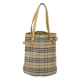 Luxury BurberrySs Nova Check Blue Label Shoulder Bag Canvas Beige Auth 81140