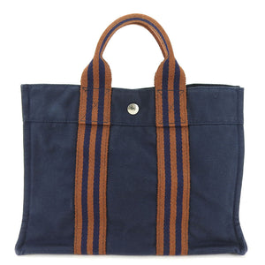 Hermes Tote Bag canvas Navy Fool ToePM unisex(Unisex)