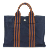 Hermes Tote Bag canvas Navy Fool ToePM unisex(Unisex)