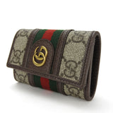 Gucci Key case Key holder  603732 GG Supreme canvas, leather beige Off deer unisex(Unisex)