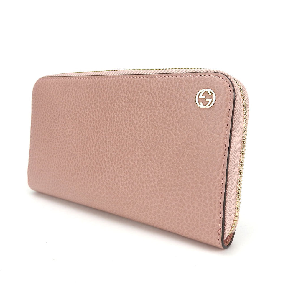 Gucci Long Wallet Purse 449347 leather pink Interlocking