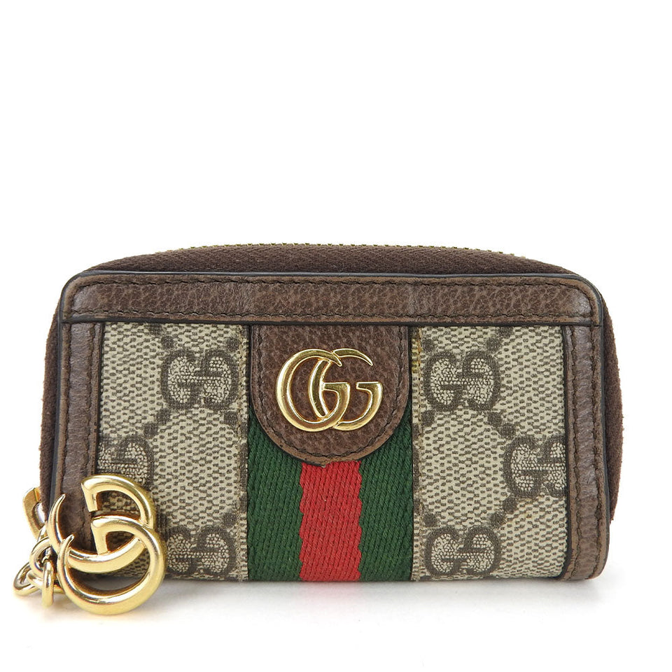 Gucci Key case Key holder  523157 GG Supreme canvas, leather beige Sherry line Off deer unisex(Unisex)