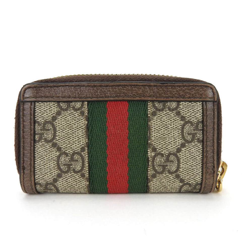 Gucci Key case Key holder  523157 GG Supreme canvas, leather beige Sherry line Off deer unisex(Unisex)