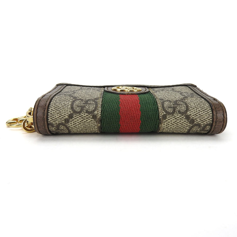 Gucci Key case Key holder  523157 GG Supreme canvas, leather beige Sherry line Off deer unisex(Unisex)