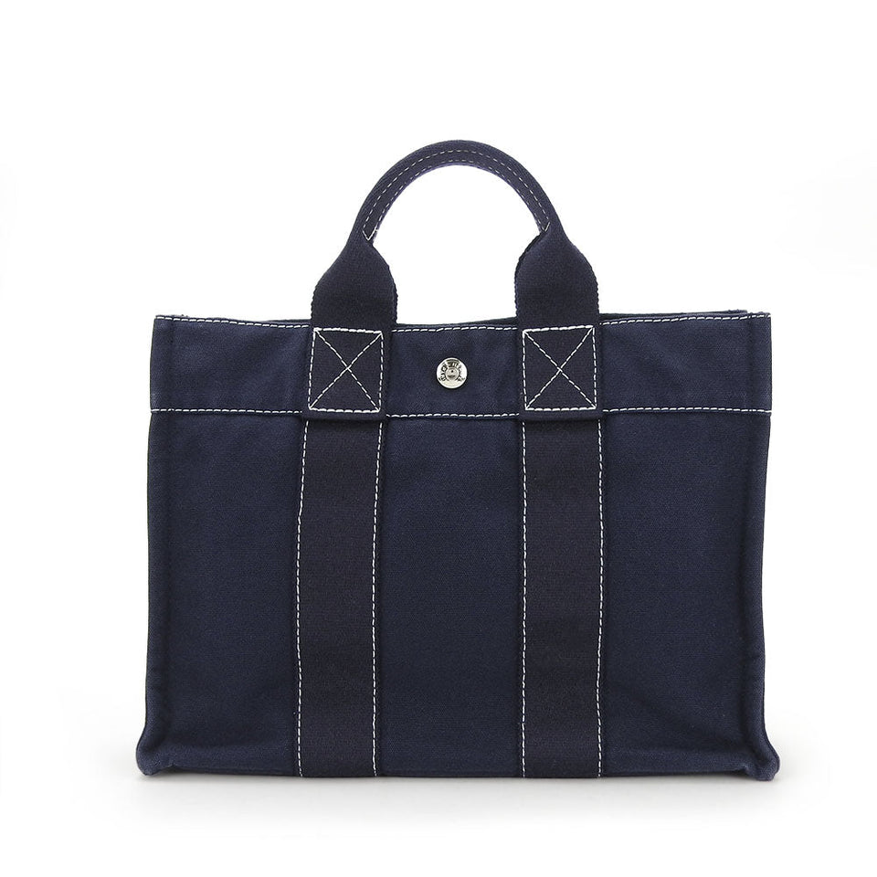 Hermes Handbag canvas Navy Deauville Tote PM unisex(Unisex)
