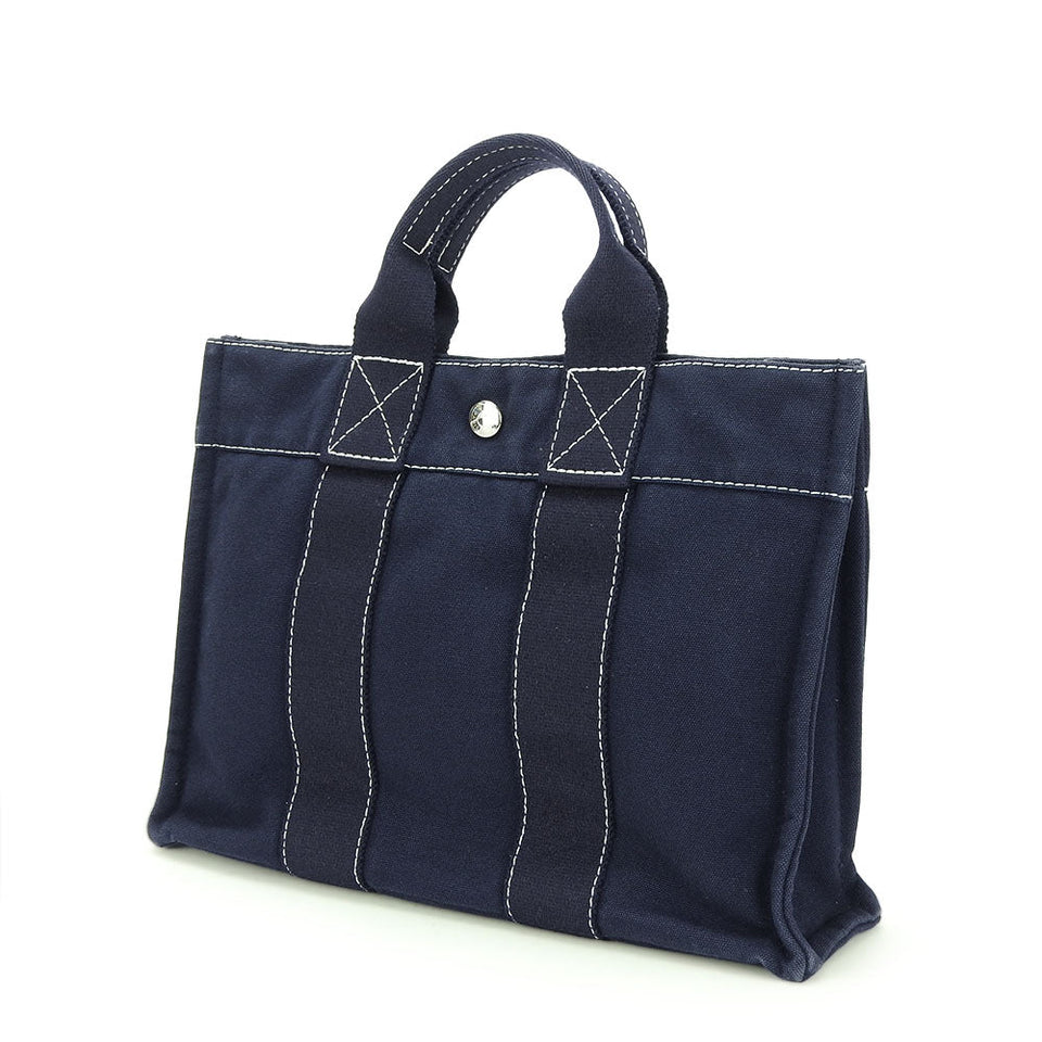 Hermes Handbag canvas Navy Deauville Tote PM unisex(Unisex)