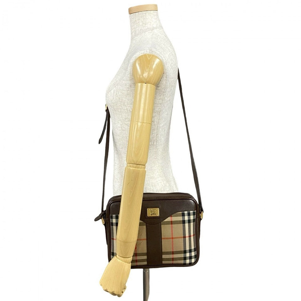 Burberry Shoulder Bag Canvas, Leather Brown Nova Check Shadow Horse logo Metal Women
