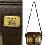 Burberry Shoulder Bag Canvas, Leather Brown Nova Check Shadow Horse logo Metal Women