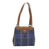 Luxury BurberrySs Nova Check Tote Bag PVC Leather Blue Auth 81458