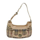Luxury Burberry Nova Check Shoulder Bag PVC Leather Beige Auth 81459