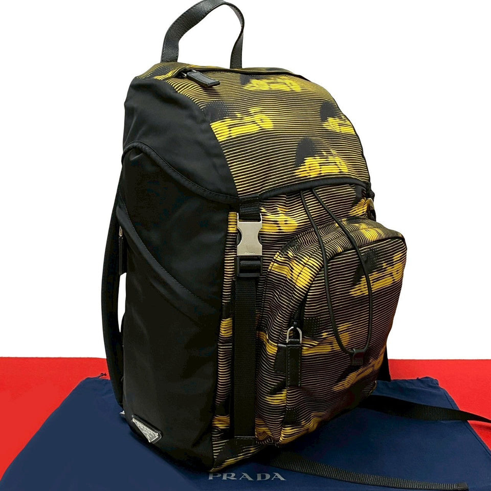 Prada Official Name Leather Nylon Backpack