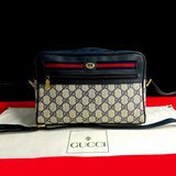 Gucci Shoulder Bag Leather, PVC Navy GG logo Pattern Sherry line Women