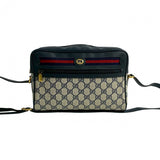 Gucci Shoulder Bag Leather, PVC Navy GG logo Pattern Sherry line Women