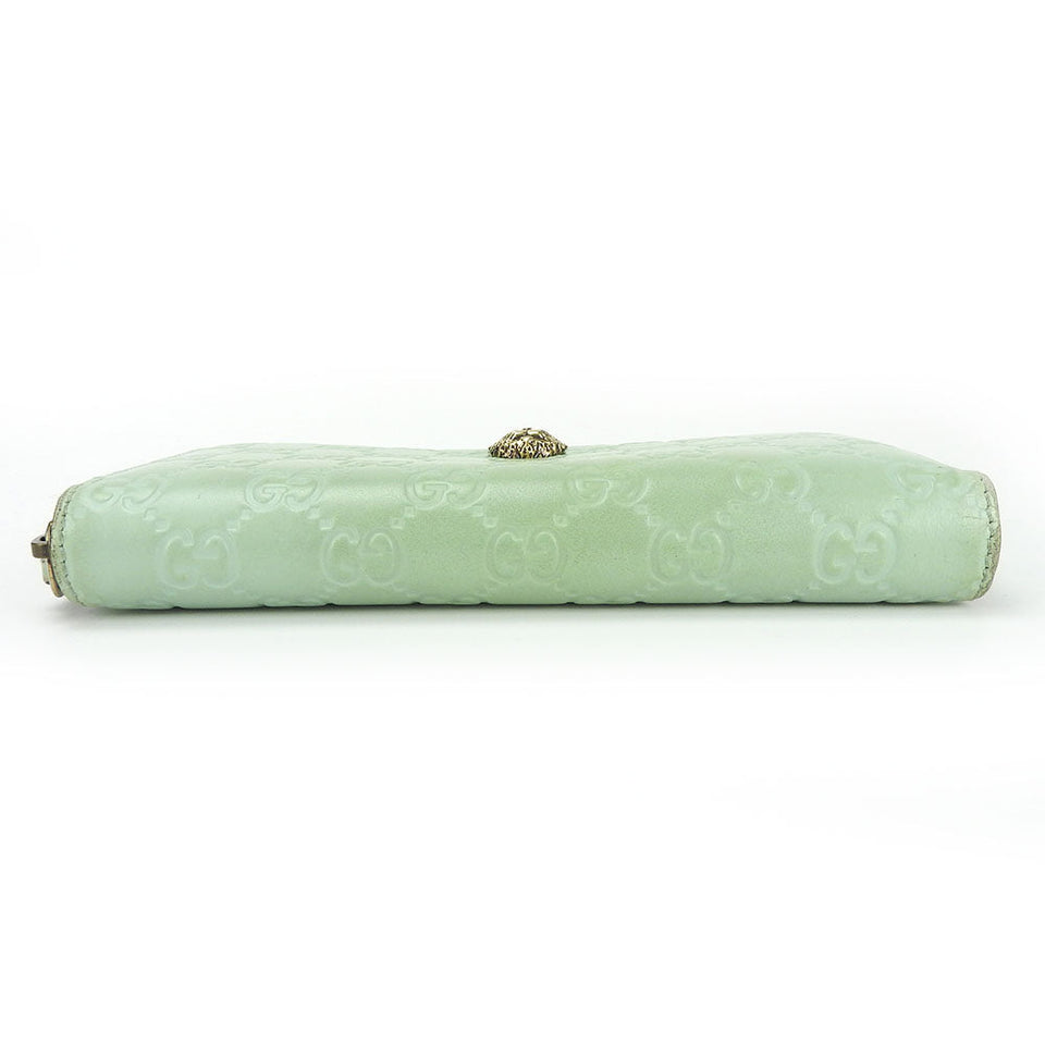 Gucci Long Wallet Purse 548058 Sima leather Mint green Zip Around