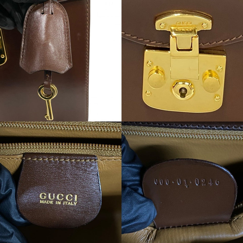 Gucci Handbag leather Brown Ready lock Women(Unisex)