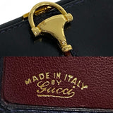 Gucci Bifold Wallet leather Navy Horsebit Metal Women