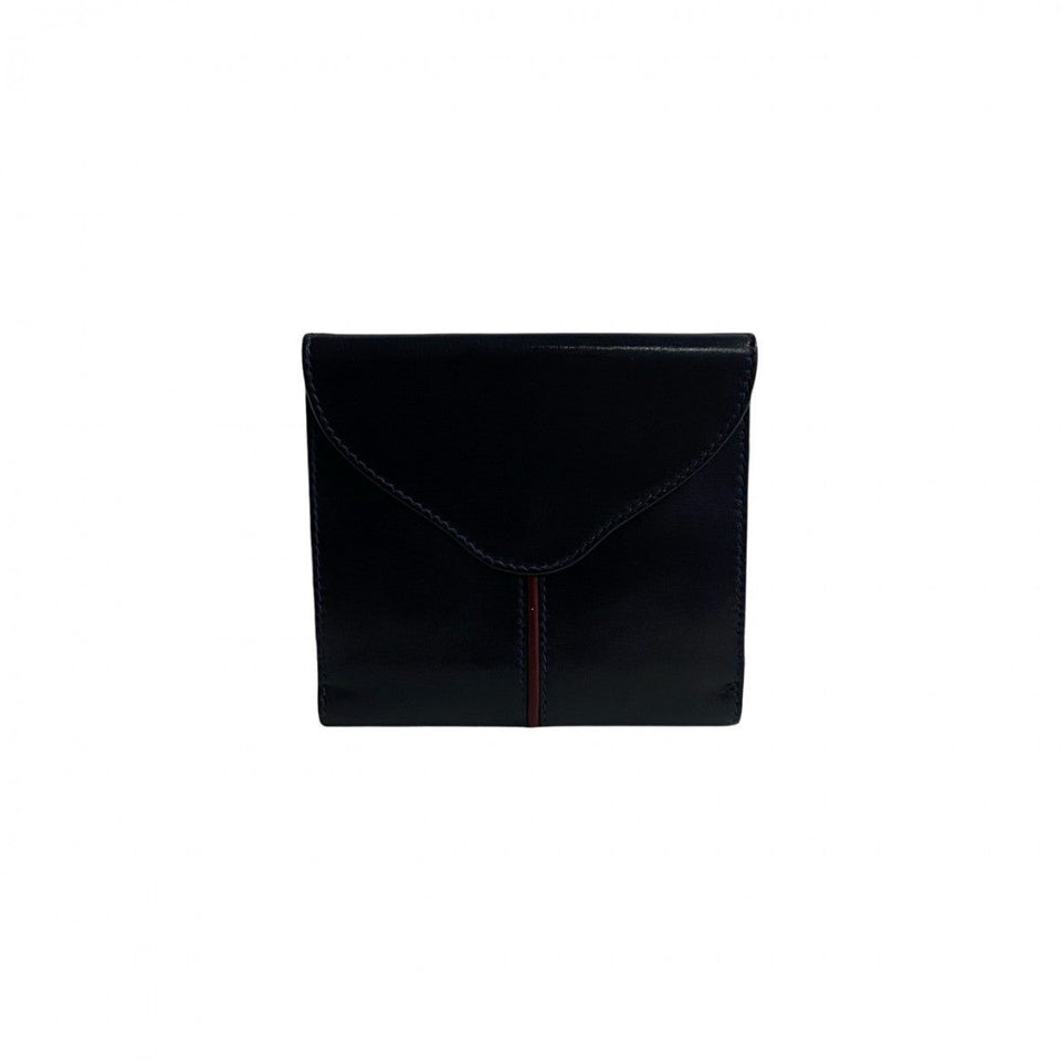 Gucci Bifold Wallet leather Navy Horsebit Metal Women