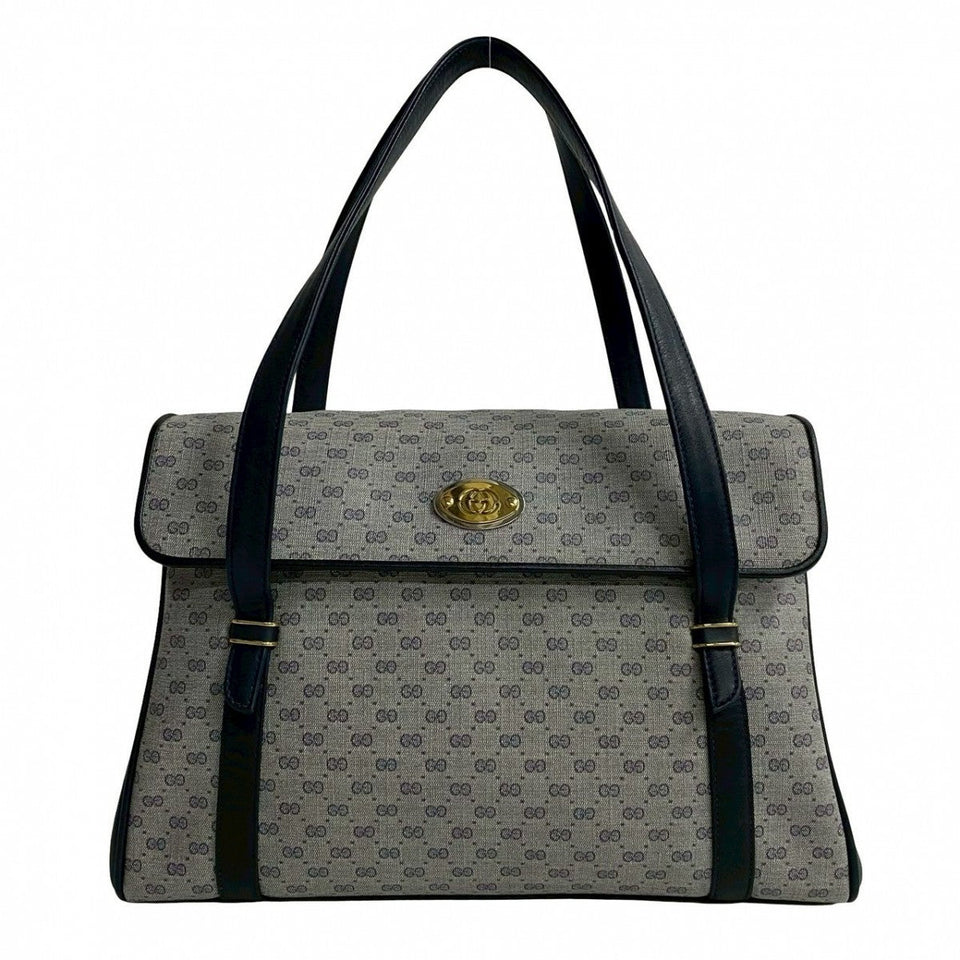 Gucci Handbag Leather, PVC Navy Micro GG logoMetal Women