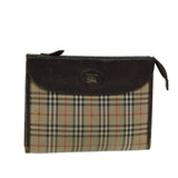 Luxury BurberrySs Nova Check Clutch Bag Canvas Beige Auth 81657