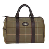 Luxury BurberrySs Nova Check Boston Bag Canvas Beige Auth 81659