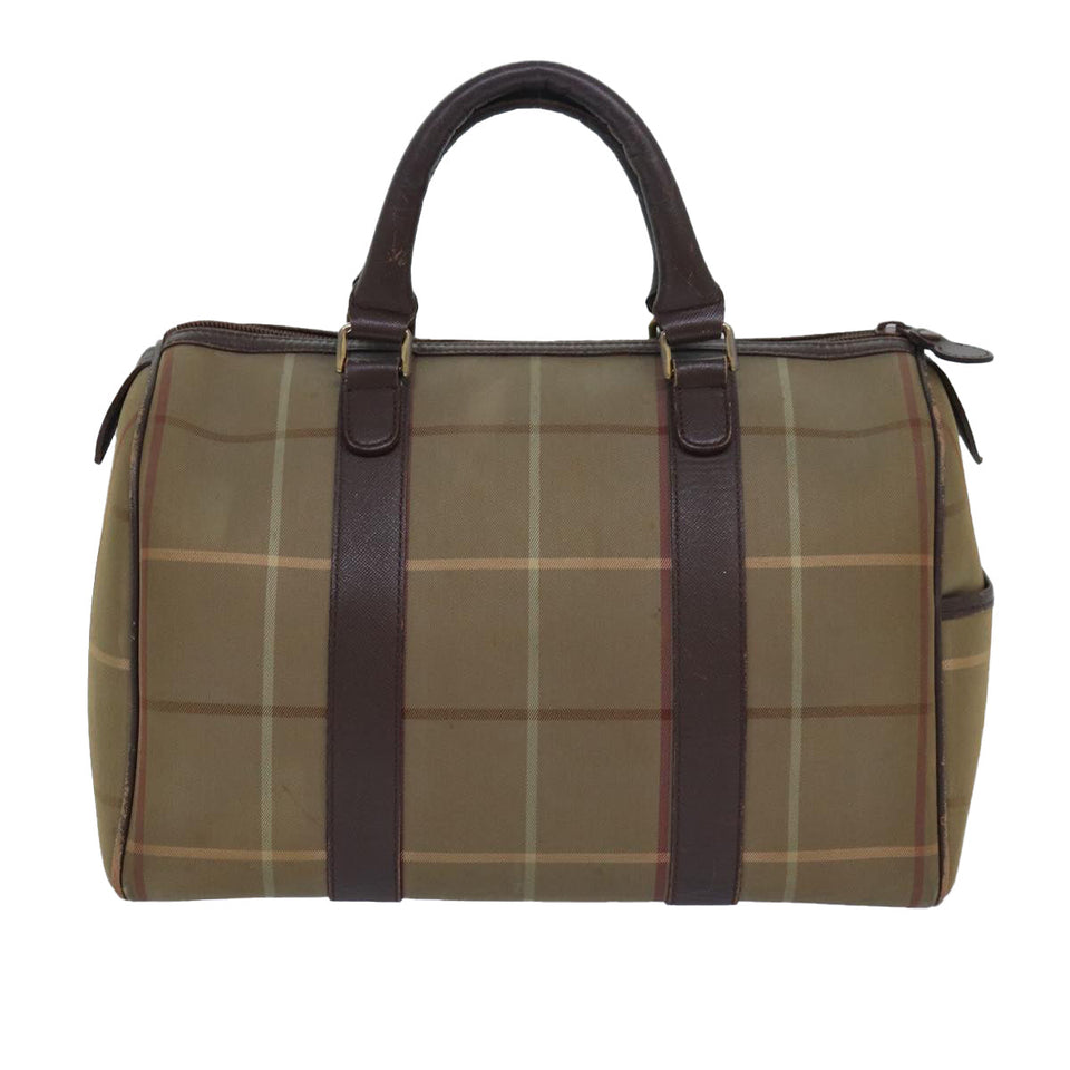 Luxury BurberrySs Nova Check Boston Bag Canvas Beige Auth 81659