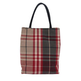 Luxury Burberry Nova Check Hand Bag Canvas Red Auth 81671