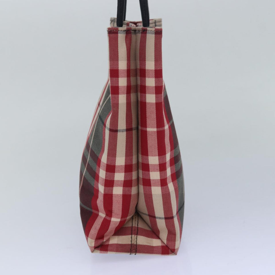 Luxury Burberry Nova Check Hand Bag Canvas Red Auth 81671