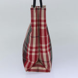 Luxury Burberry Nova Check Hand Bag Canvas Red Auth 81671